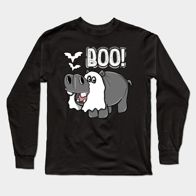 Hippo Boo Costume Halloween Party Long Sleeve T-Shirt by savariya